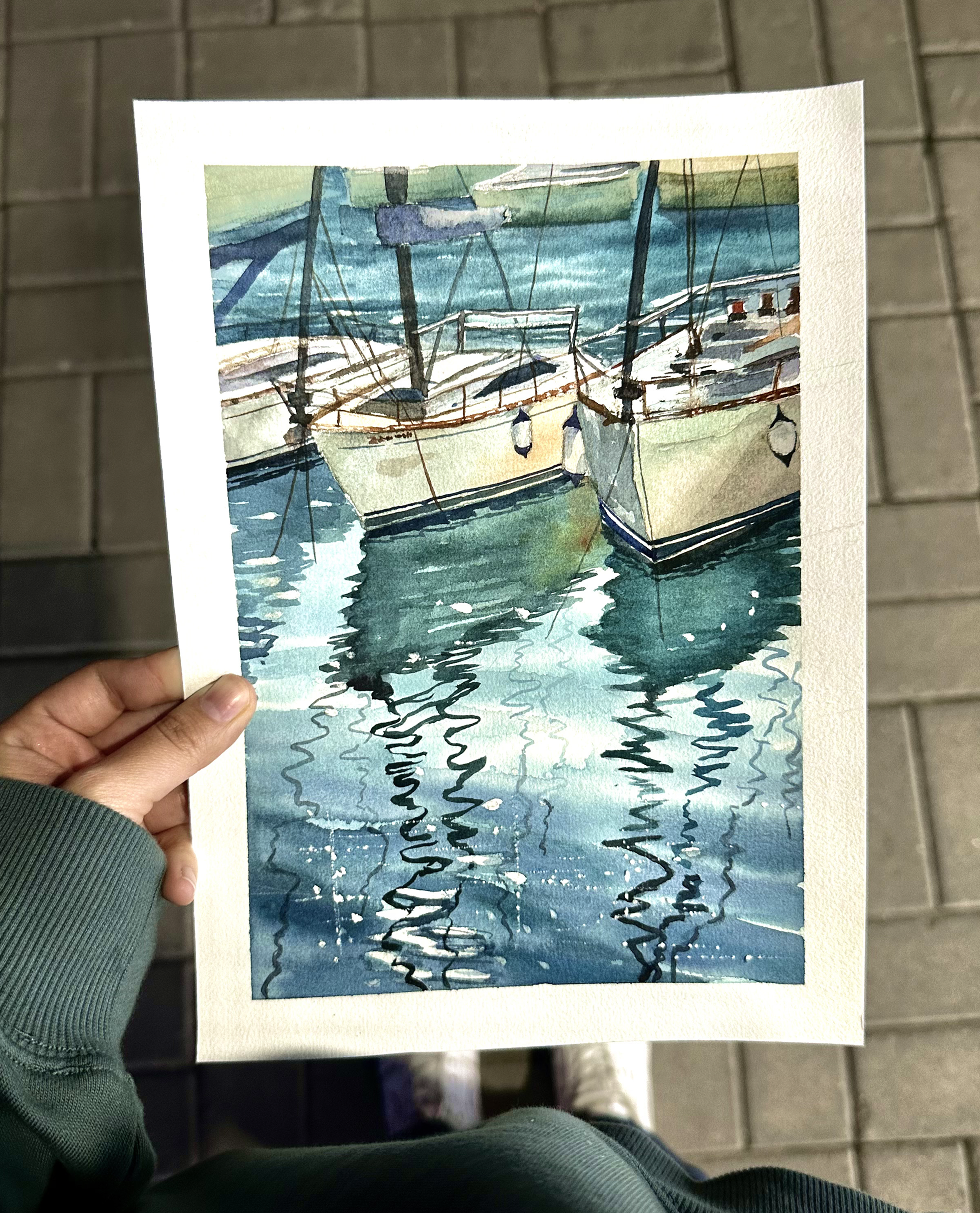 Port Boats, watercolor